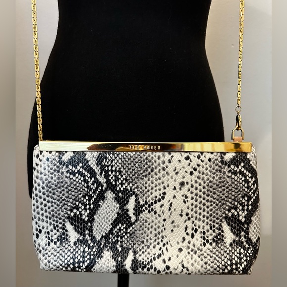 TED BAKER Two Tone Nude/Animal Print Leather Crossbody Bag - Picture 7 of 11